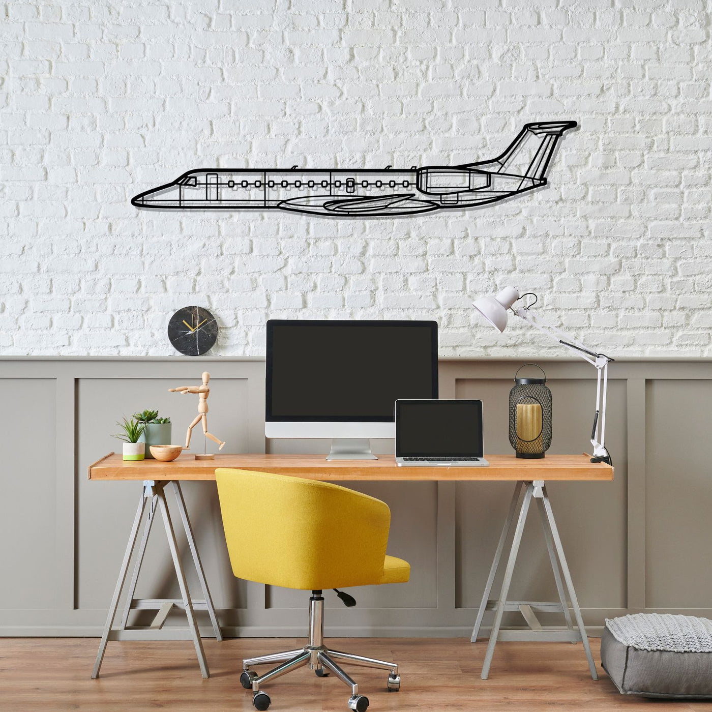 ERJ-135 Silhouette Metal Wall Art
