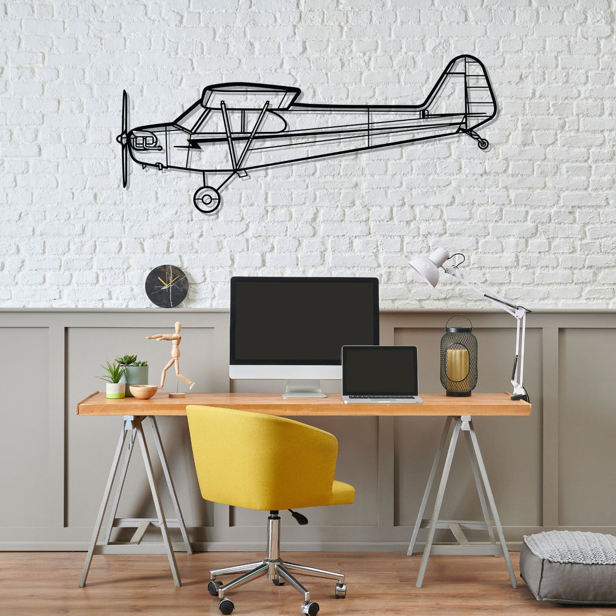 J-3 Cub Silhouette Metal Wall Art