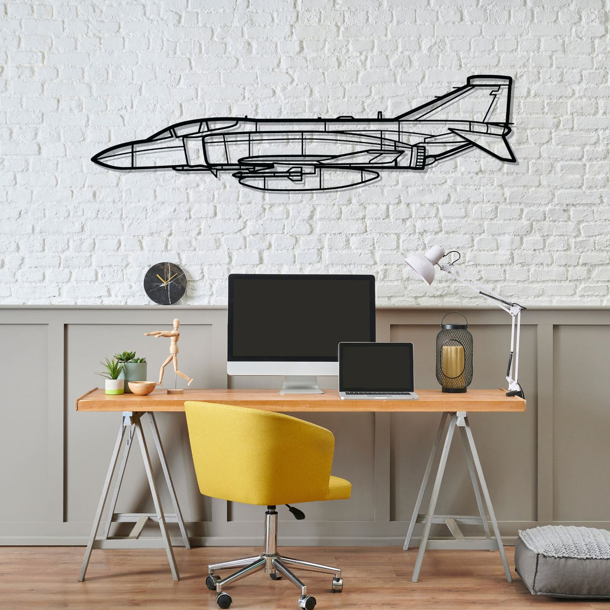 RAF F-4K Phantom Silhouette Metal Wall Art