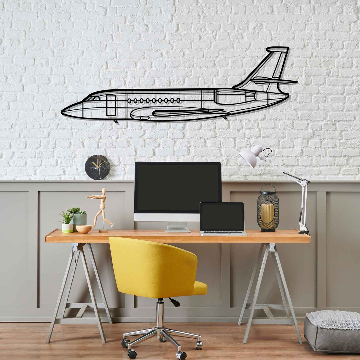 Falcon 2000 Silhouette Metal Wall Art