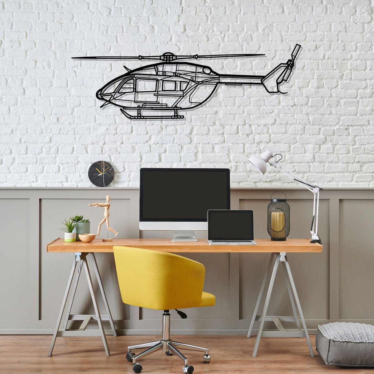 EC-145 Silhouette Metal Wall Art