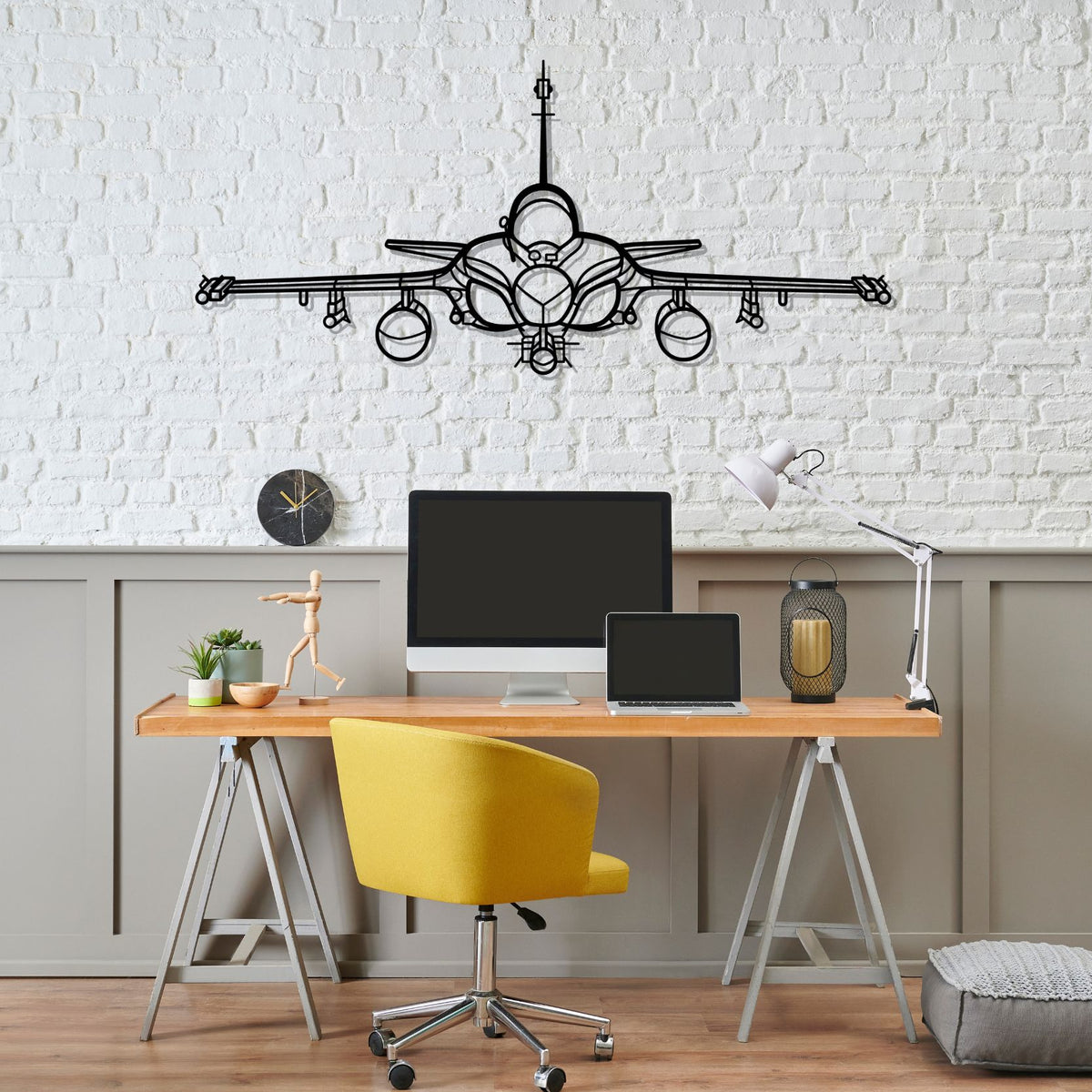 Rafale Front Silhouette Metal Wall Art
