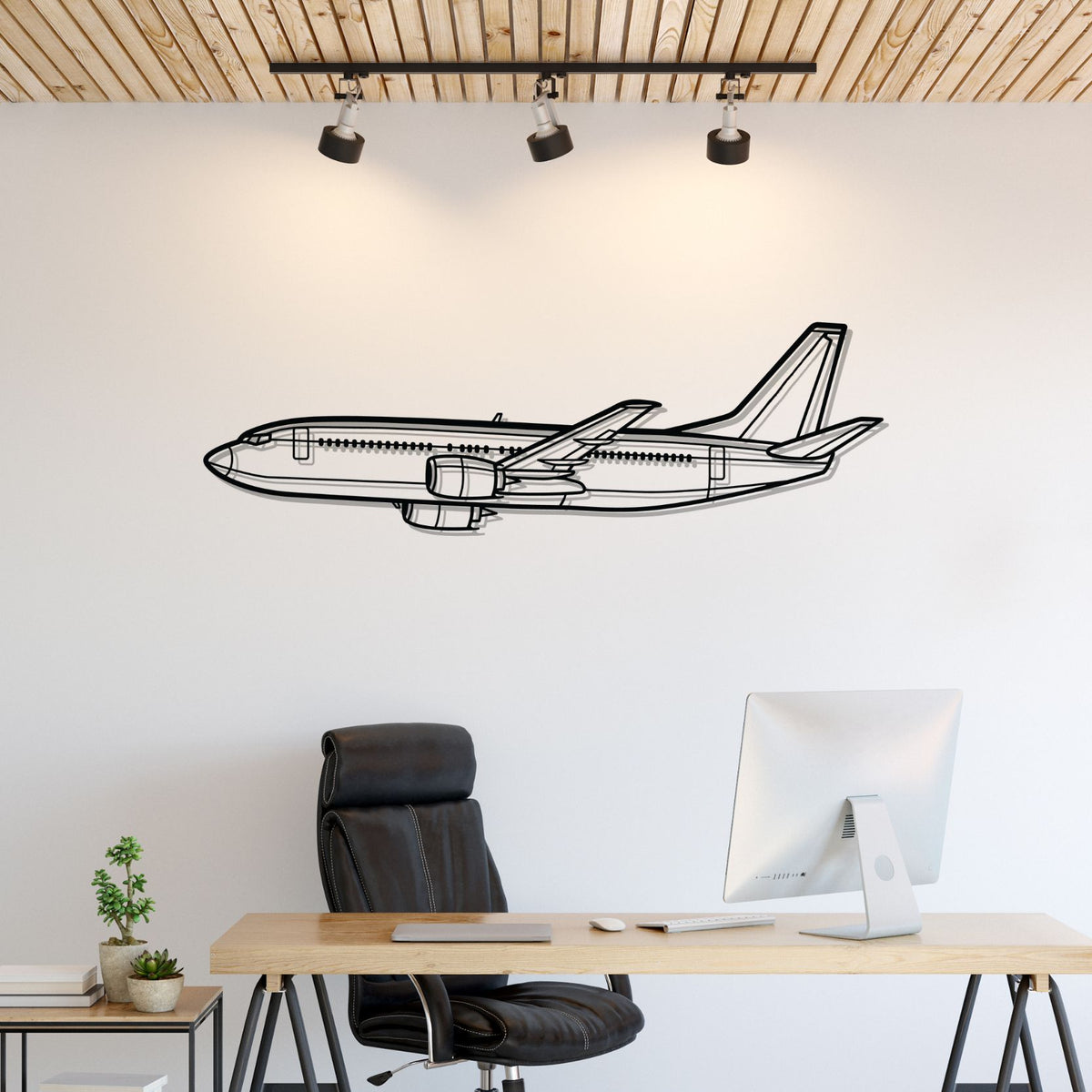 B737-300 Angle Silhouette Metal Wall Art