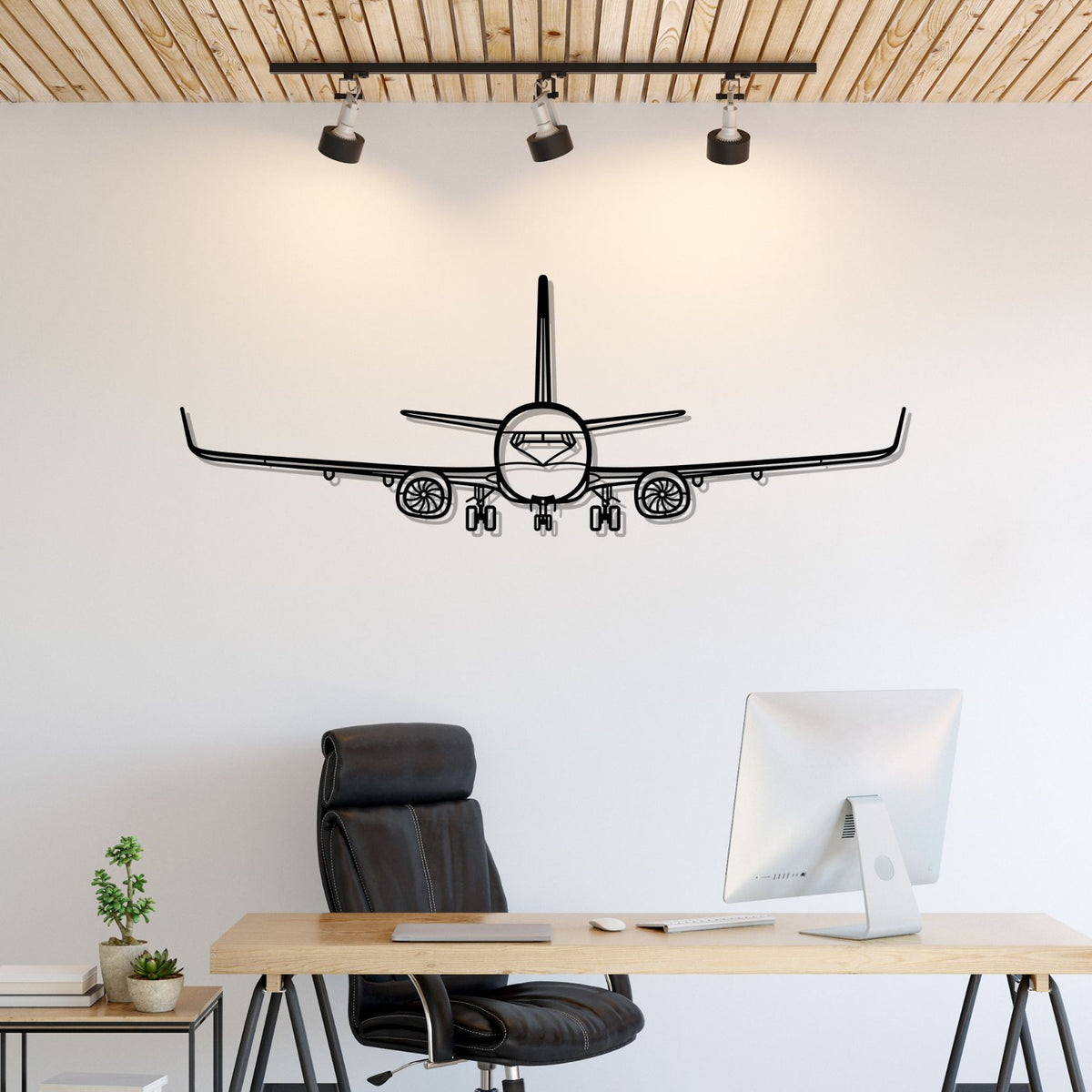 737-800NG Front Silhouette Metal Wall Art