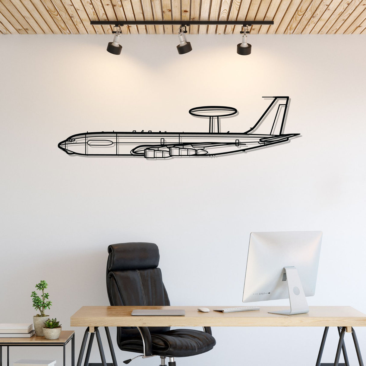 E-3C Sentry Silhouette Metal Wall Art