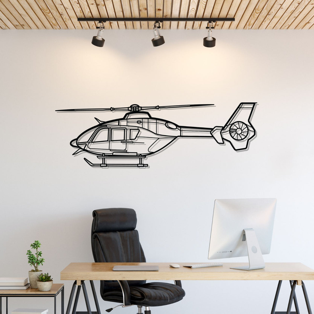 EC135T2 Silhouette Metal Wall Art