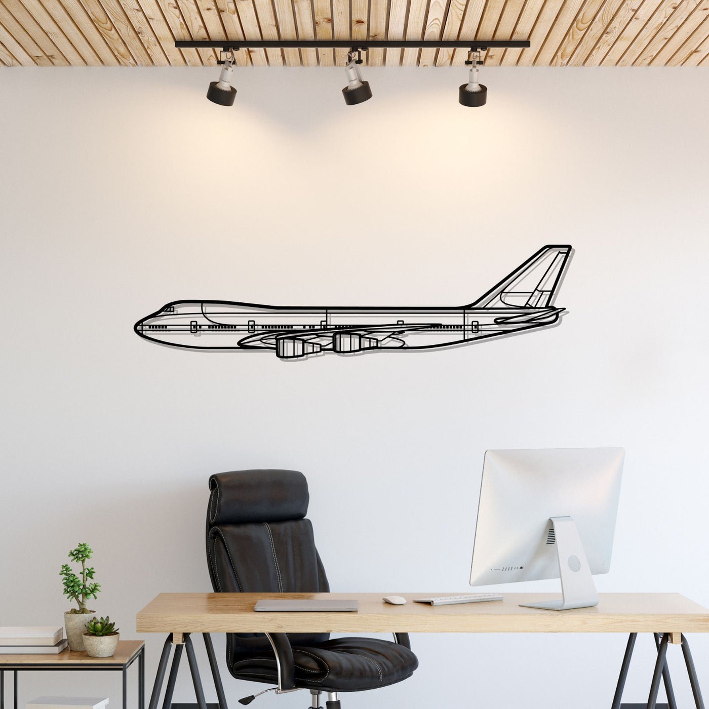 747-200B Silhouette Metal Wall Art