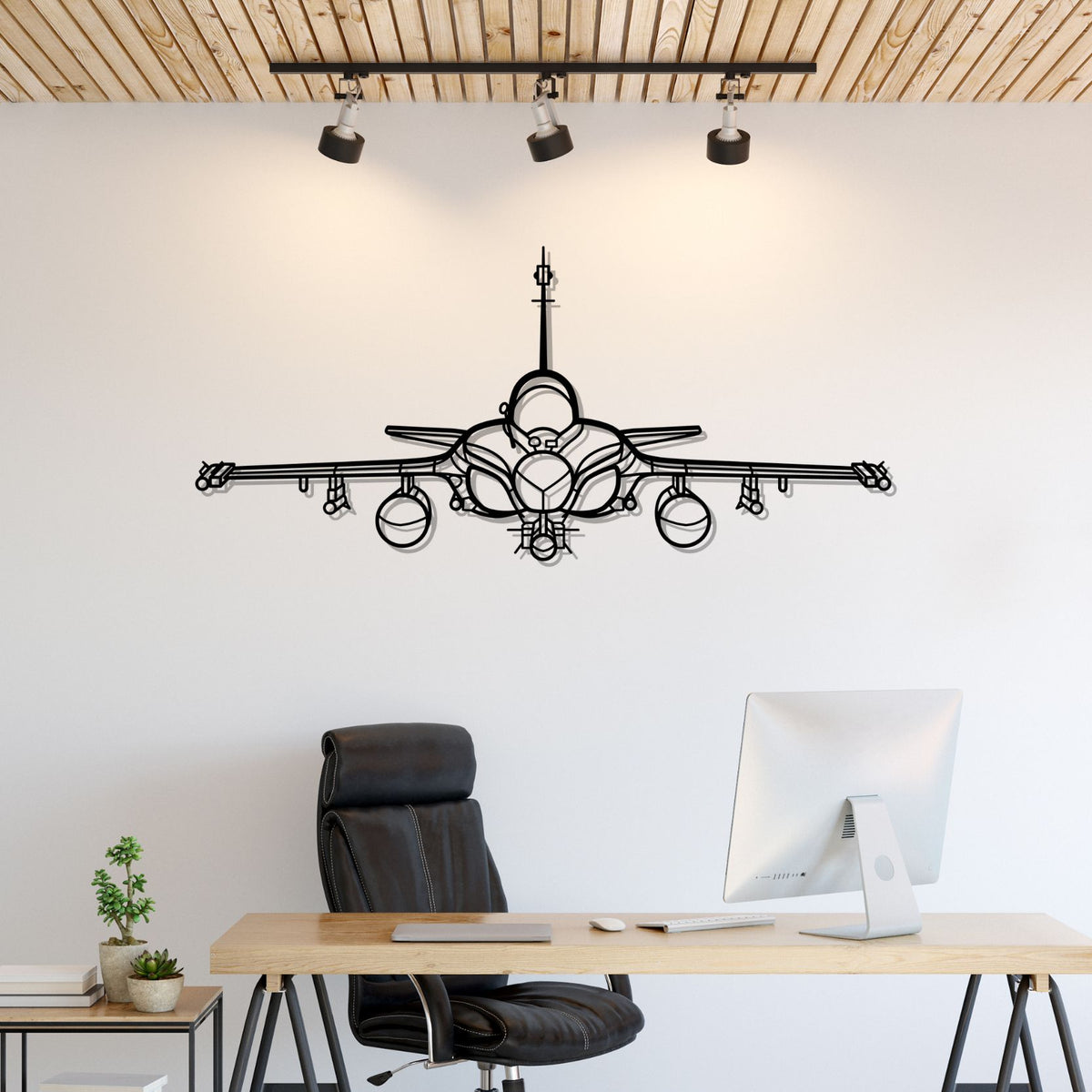 Rafale Front Silhouette Metal Wall Art