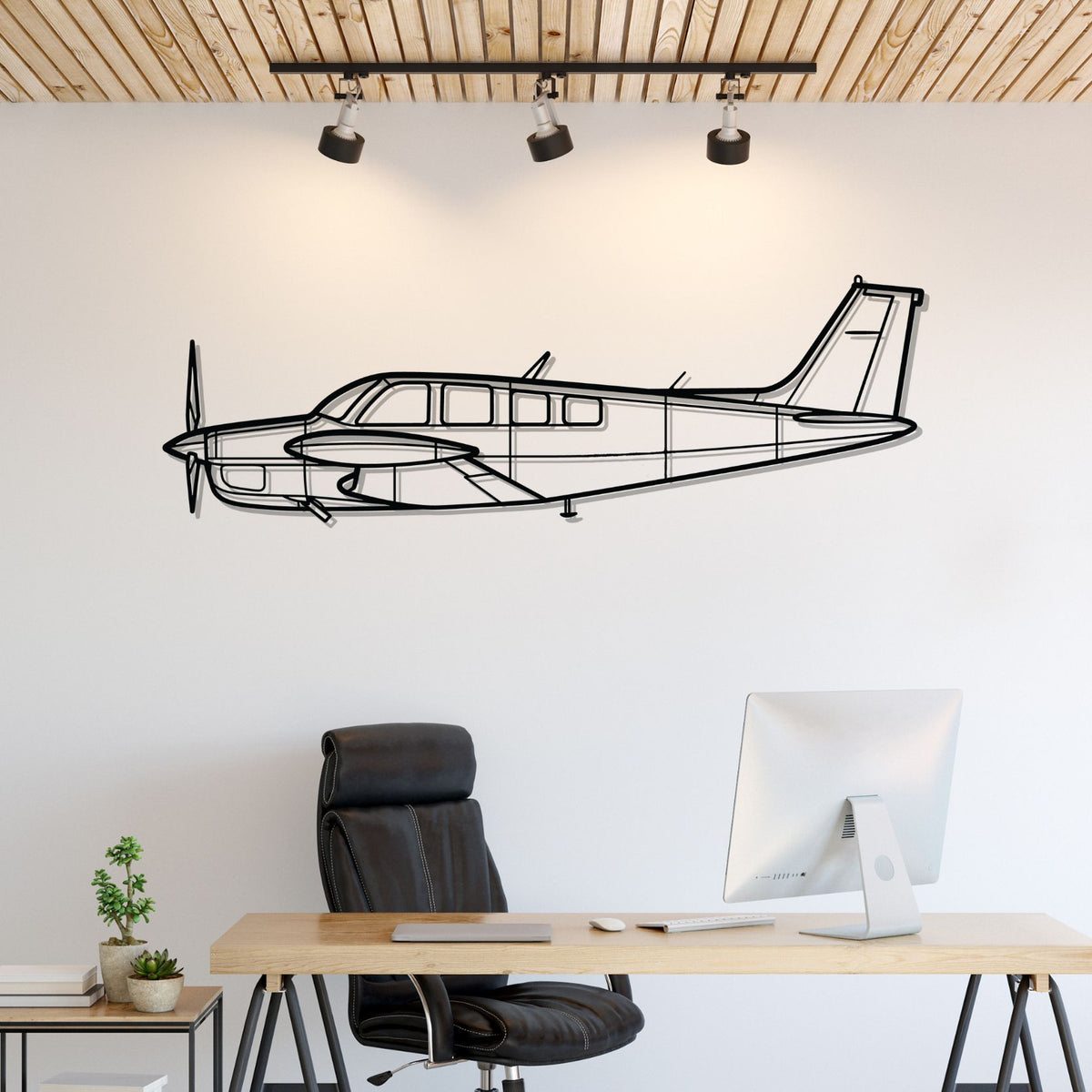 Bonanza A36TC Silhouette Metal Wall Art