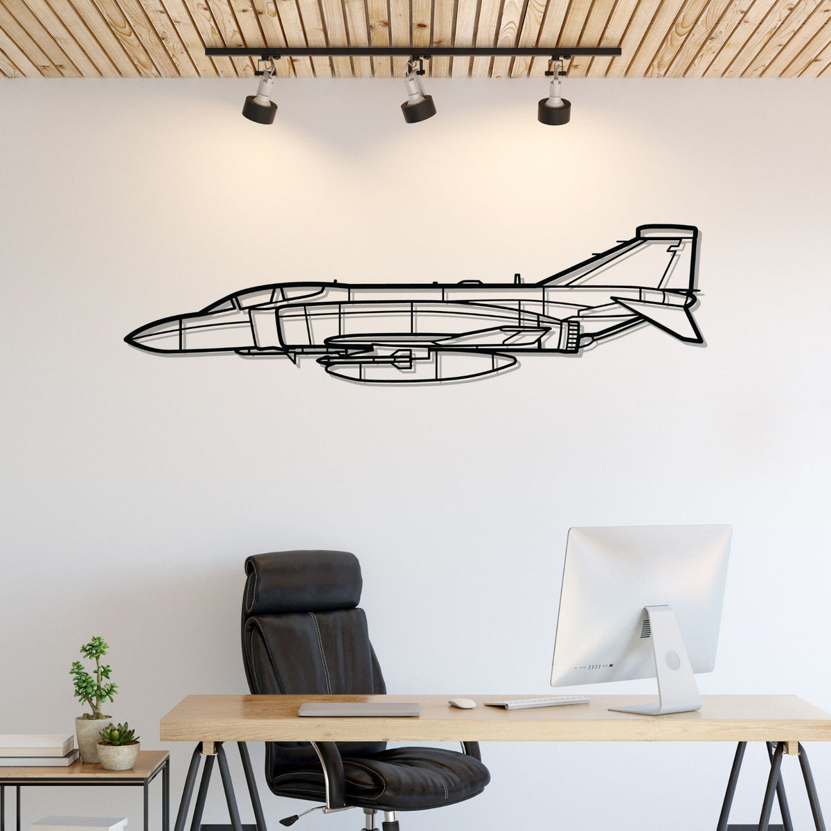 RAF F-4K Phantom Silhouette Metal Wall Art
