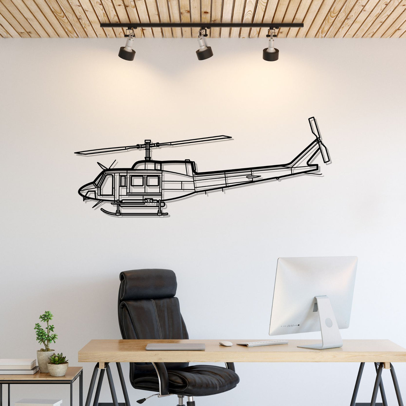Bell 212 Silhouette Metal Wall Art