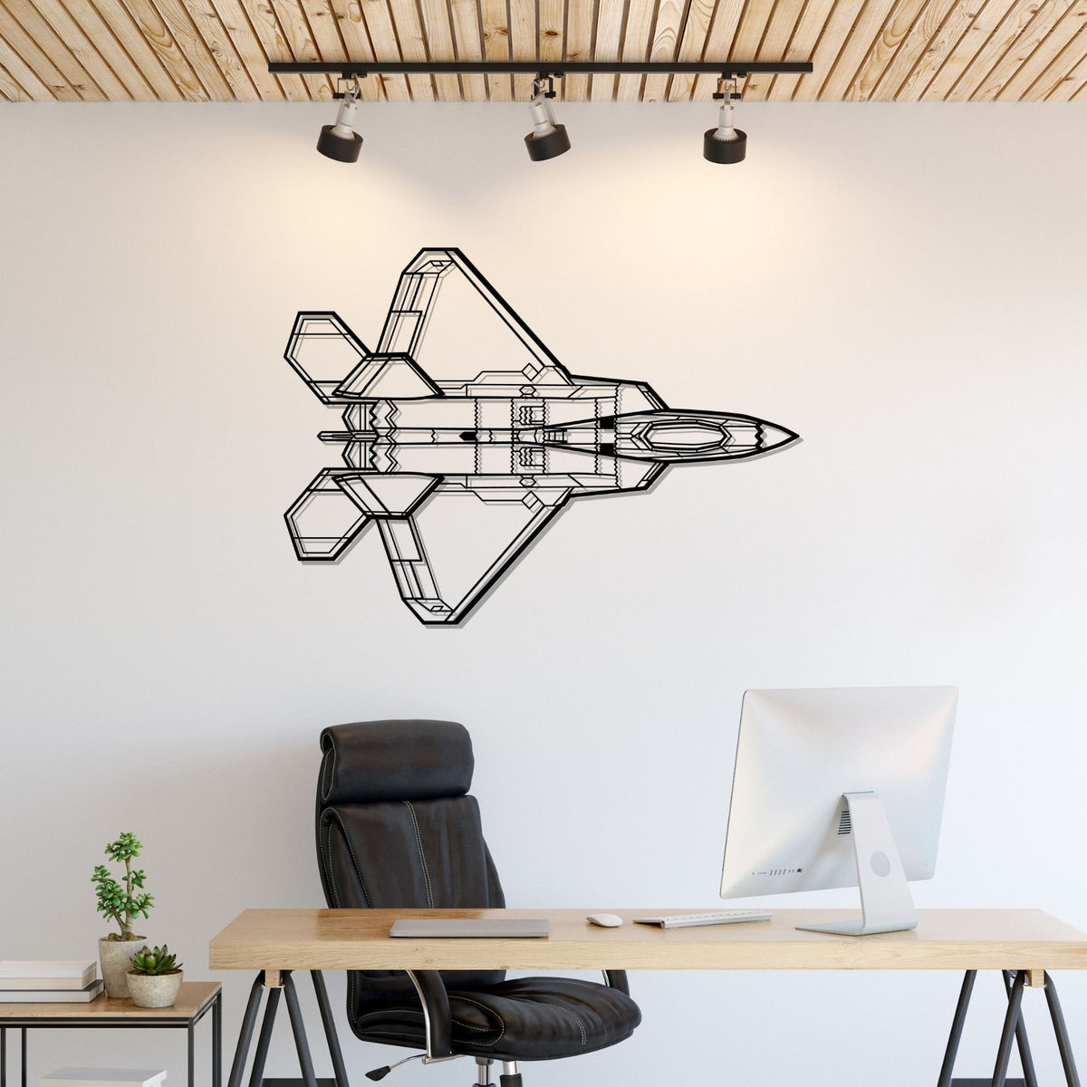F-22 Raptor Top Silhouette Metal Wall Art