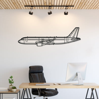 A320 Silhouette Metal Wall Art