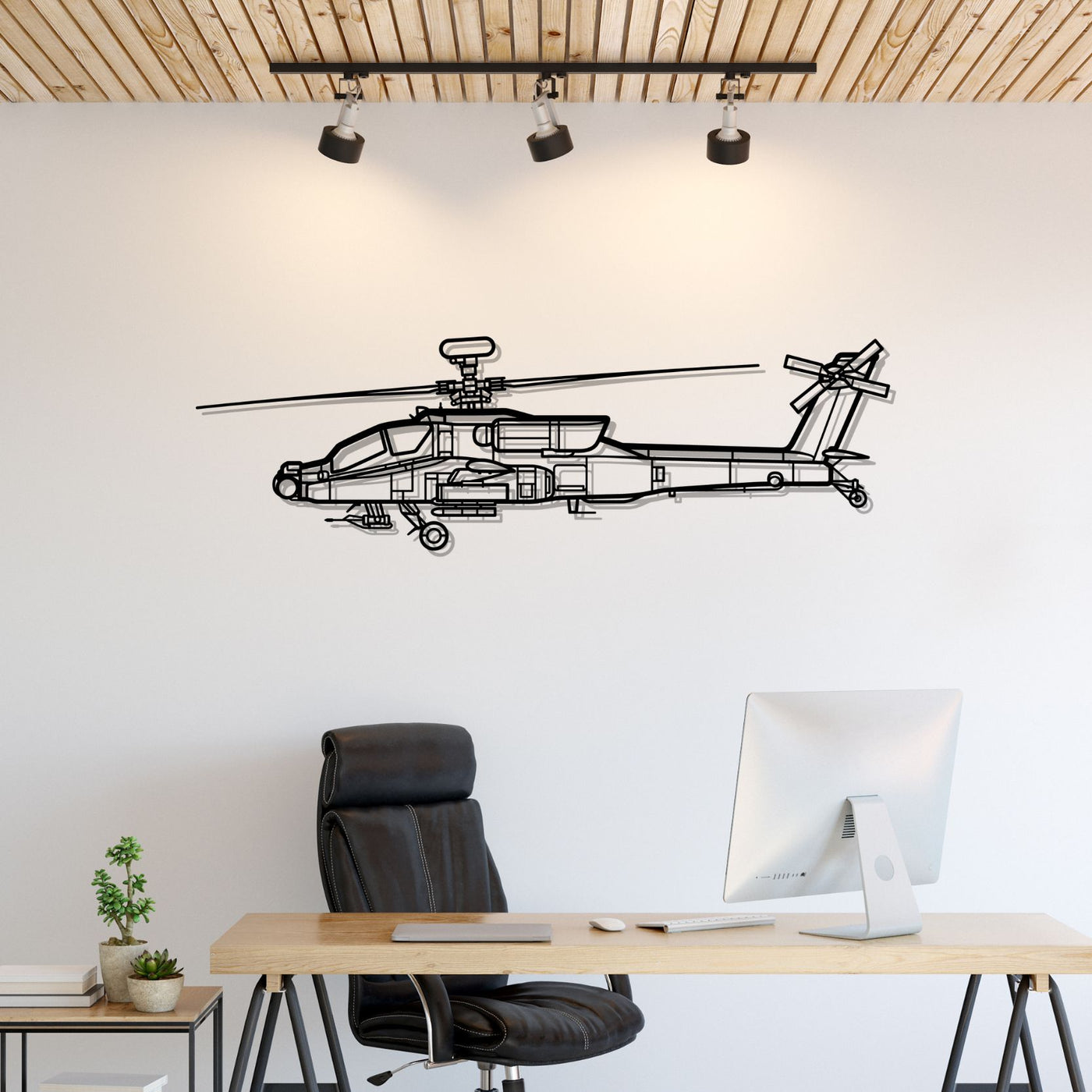 AH-64D Apache Silhouette Metal Wall Art