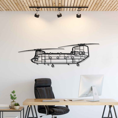 Chinook CH-47 Silhouette Metal Wall Art