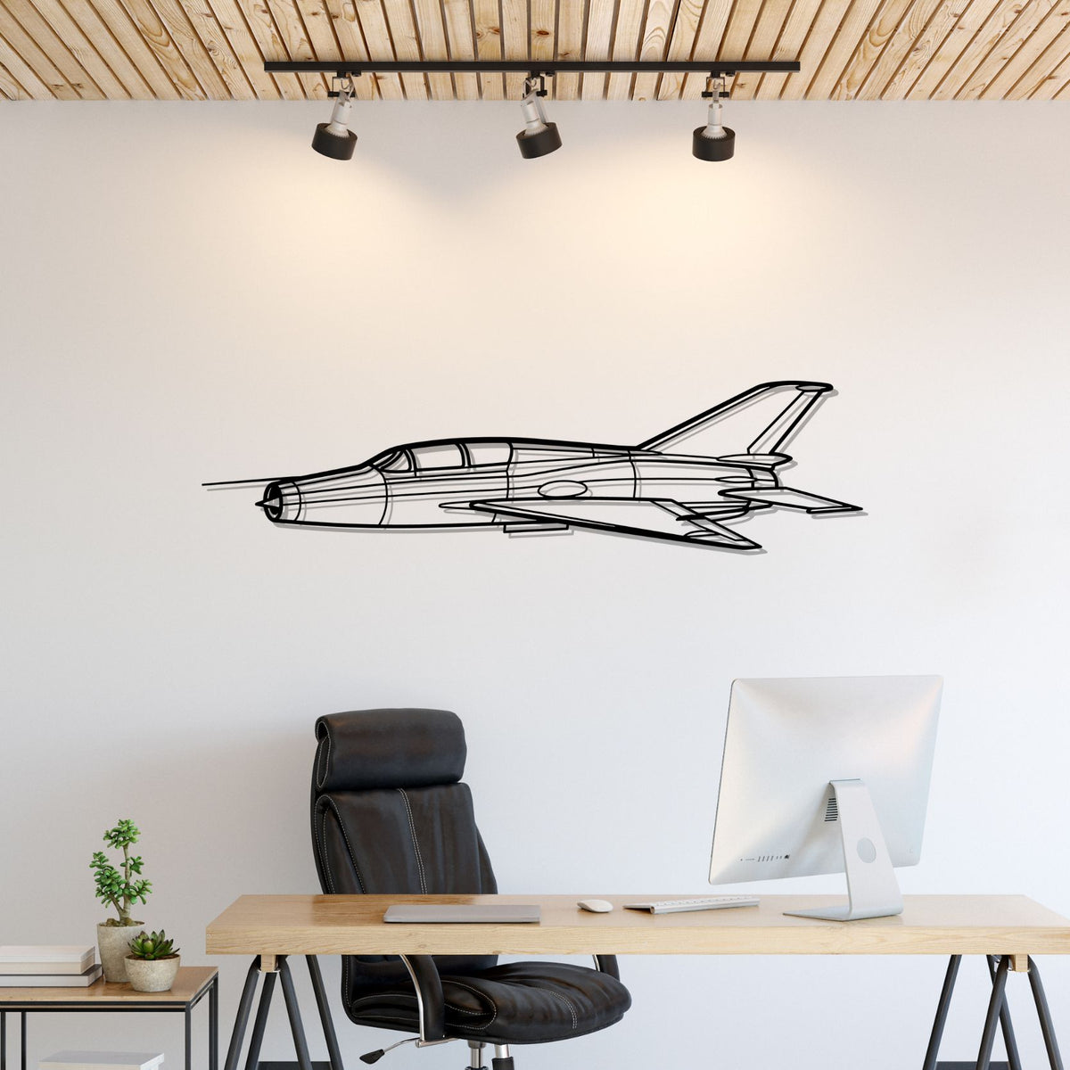 MiG-21 Angle Silhouette Metal Wall Art