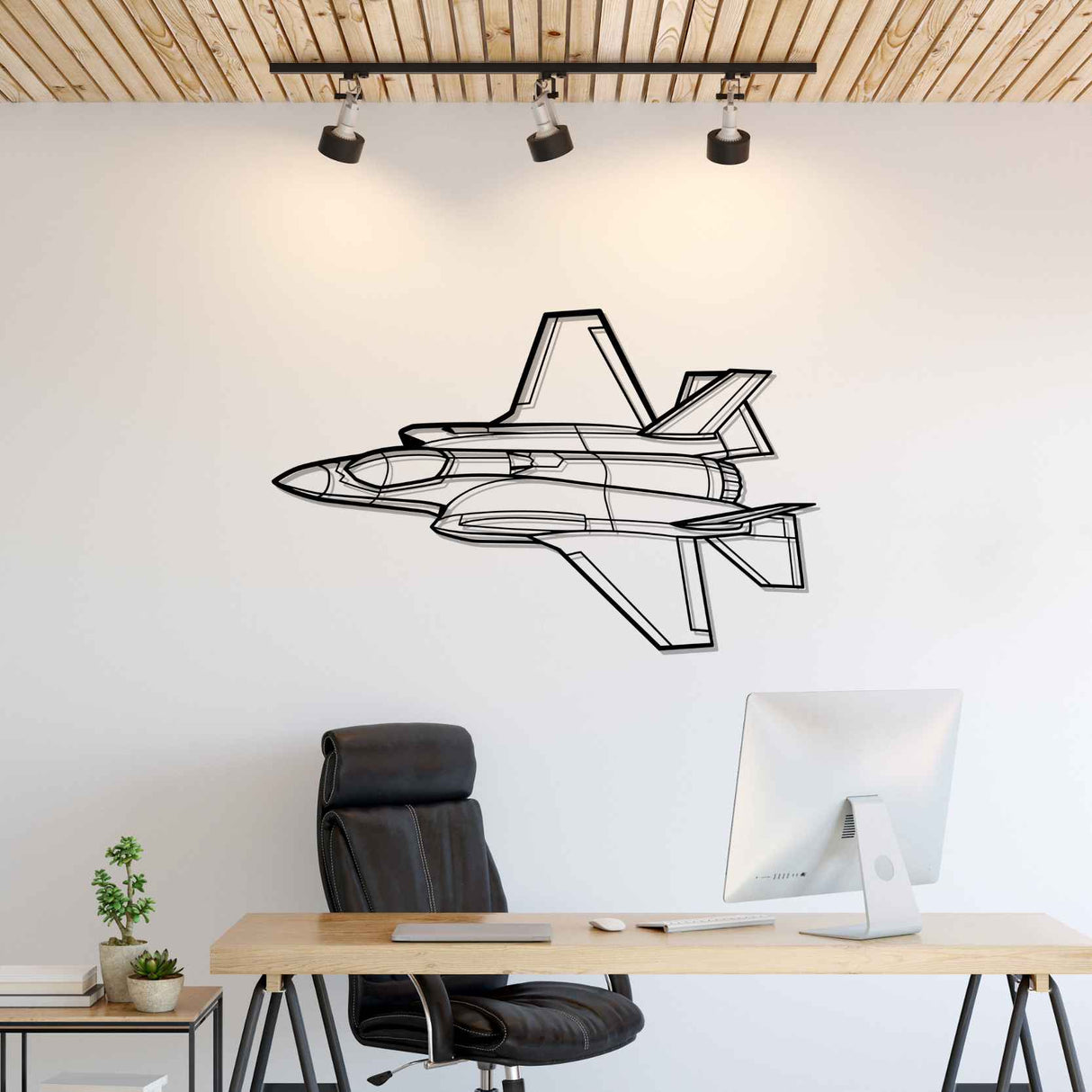 F-35A Lightning II Angle Silhouette Metal Wall Art