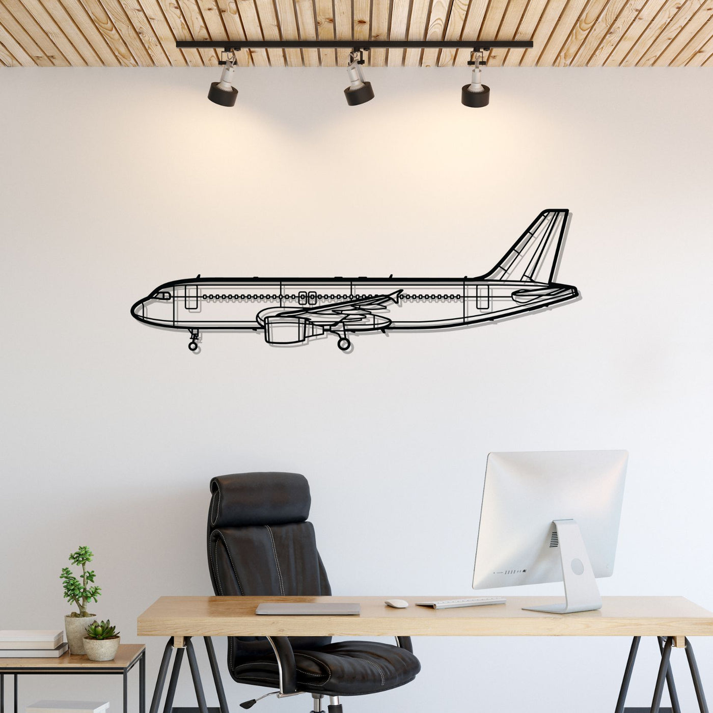 A320 CFM56 Silhouette Metal Wall Art