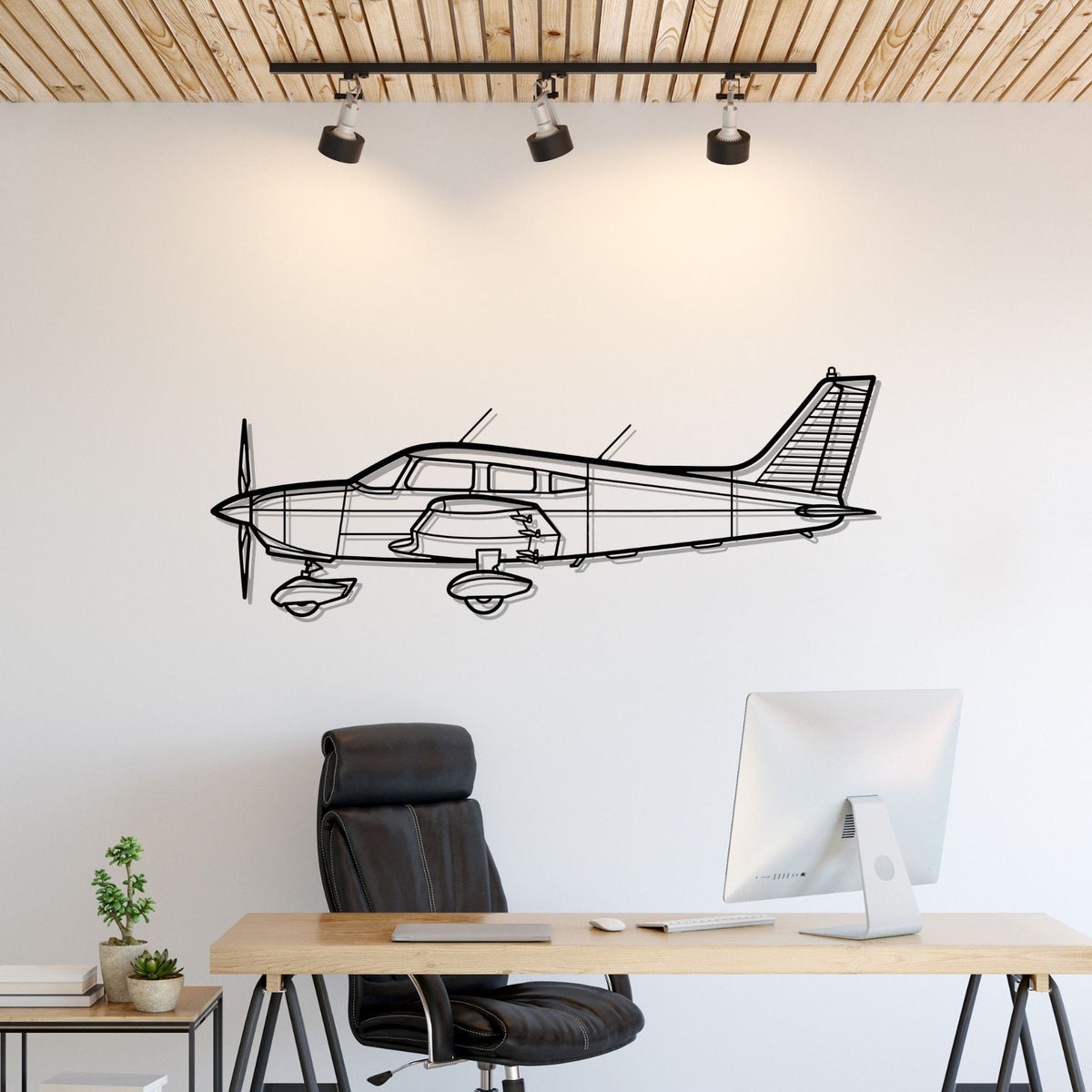 PA-28 Warrior Silhouette Metal Wall Art