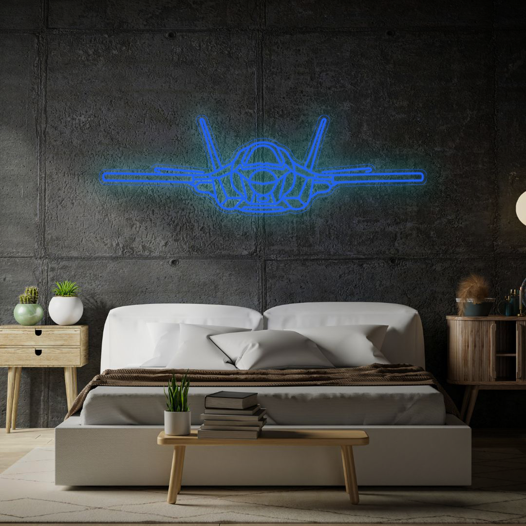 F-35B Lightning ll Front Neon Silhouette