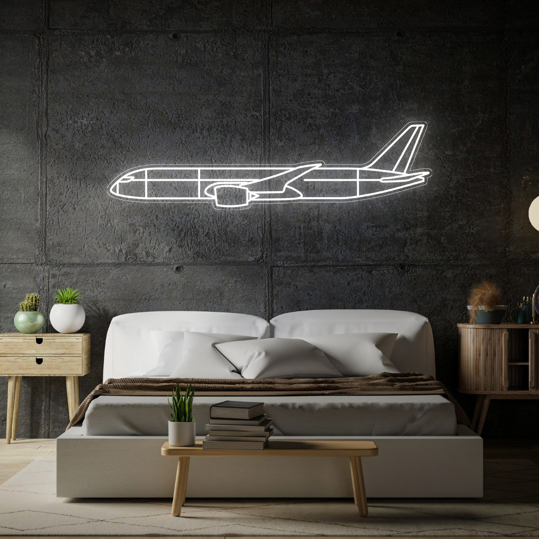 B787 Dreamliner Neon Silhouette
