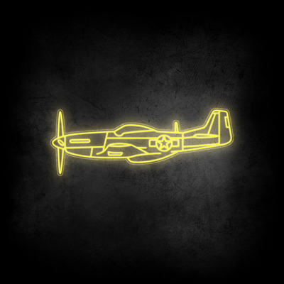 P-51 Mustang Neon Silhouette