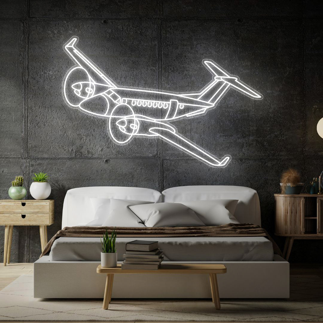 King Air 350 Angle Neon Silhouette