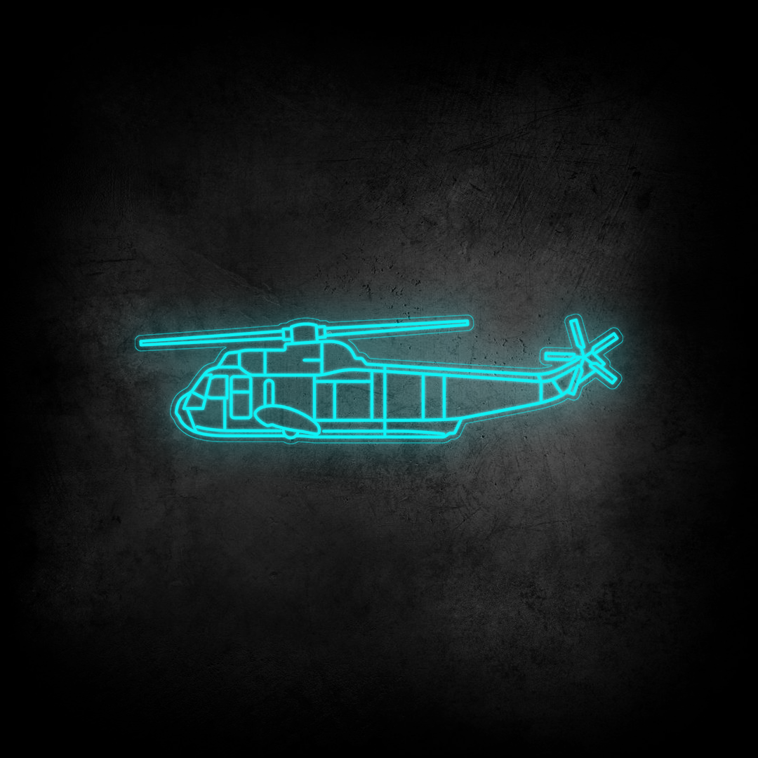 SH-3 Sea King Neon Silhouette