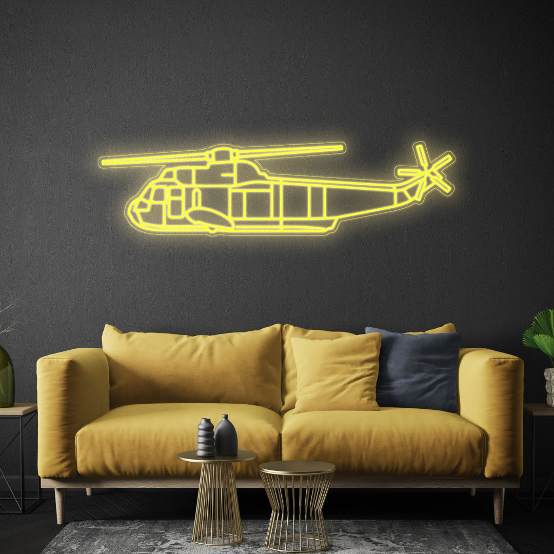 SH-3 Sea King Neon Silhouette