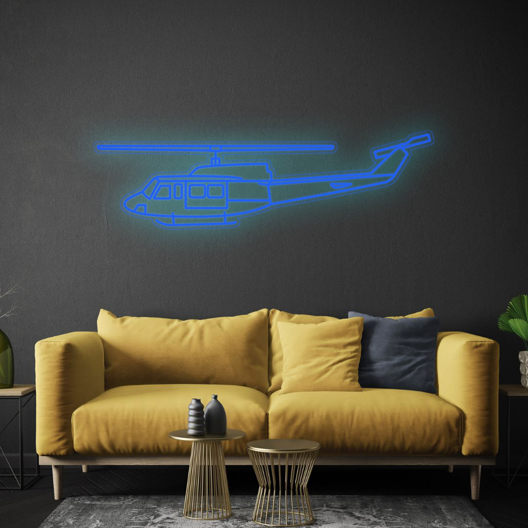 UH-1N Huey Neon Silhouette