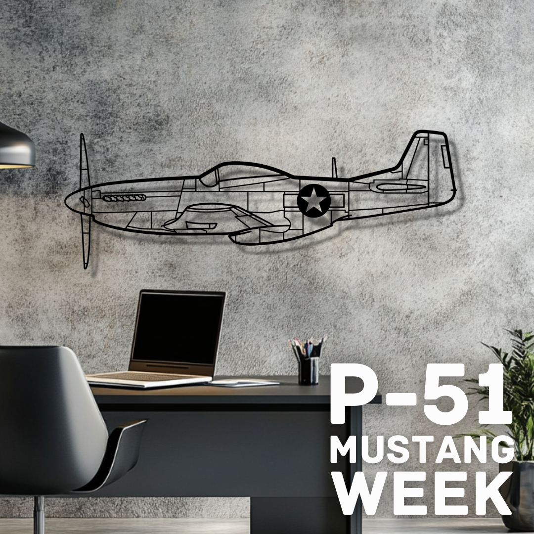 P-51 Mustang Silhouette Metal Wall Art