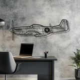 P-51 Mustang Silhouette Metal Wall Art