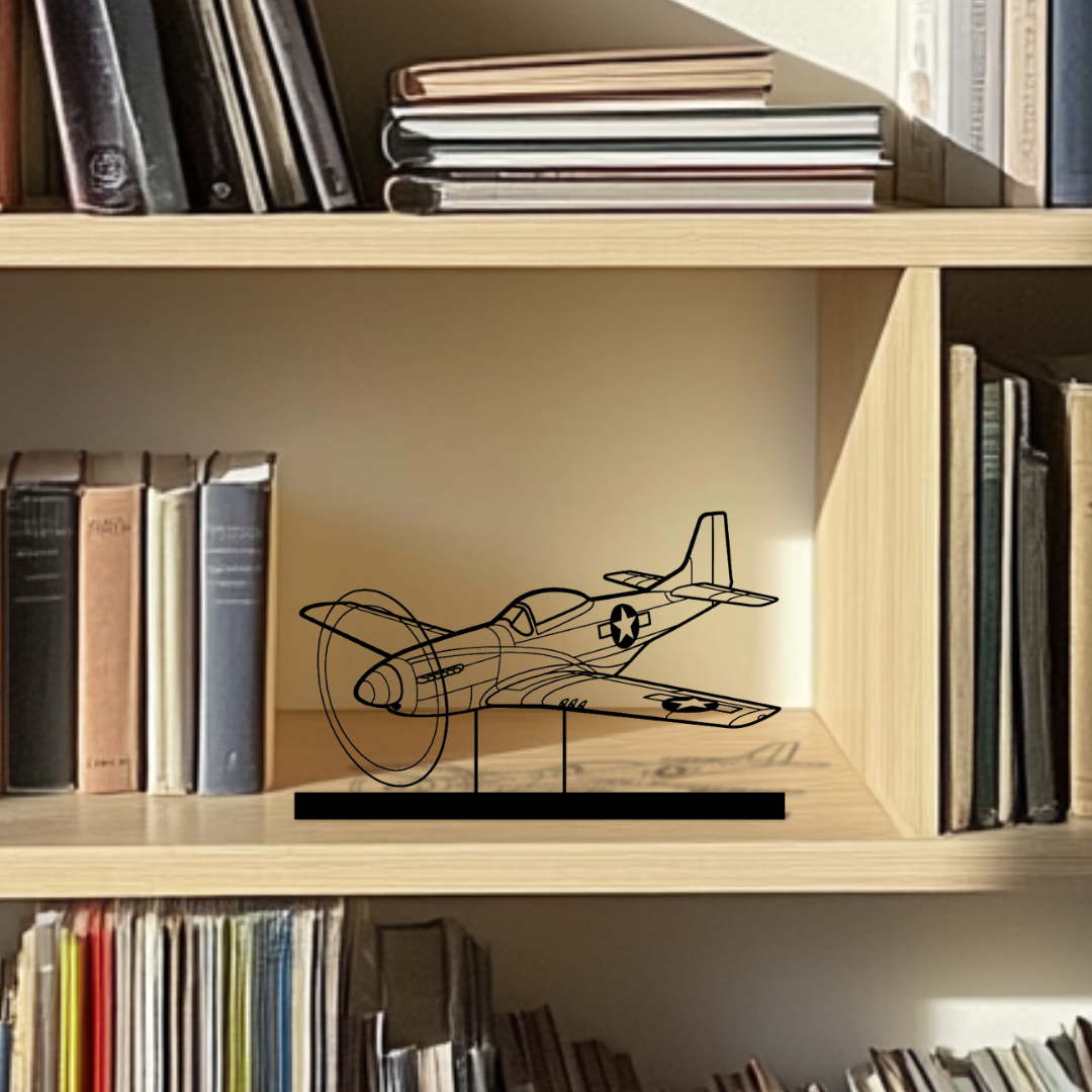 P-51 Mustang Silhouette Metal Wall Art
