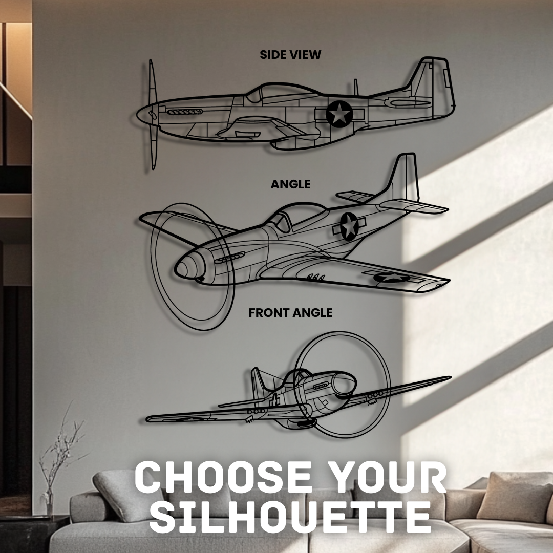 P-51 Mustang Silhouette Metal Wall Art