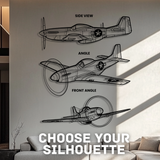 P-51 Mustang Silhouette Metal Wall Art