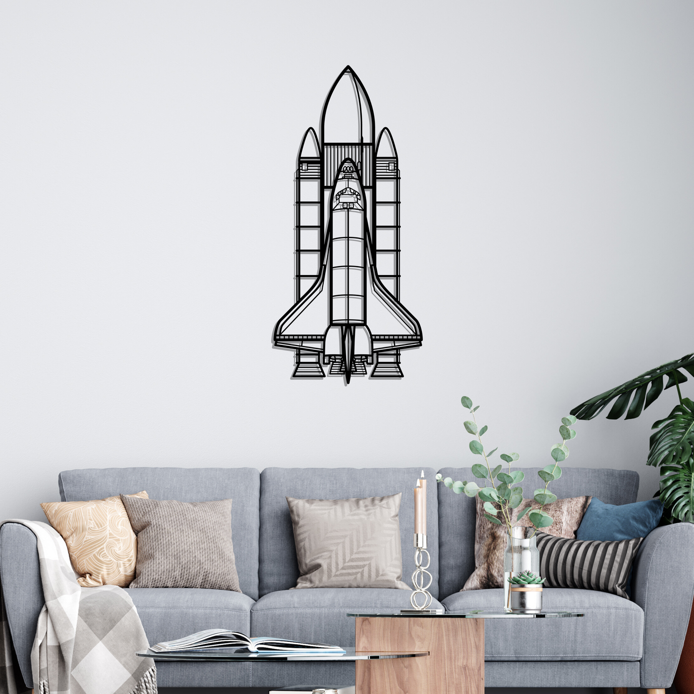 Space System Silhouette Metal Wall Art