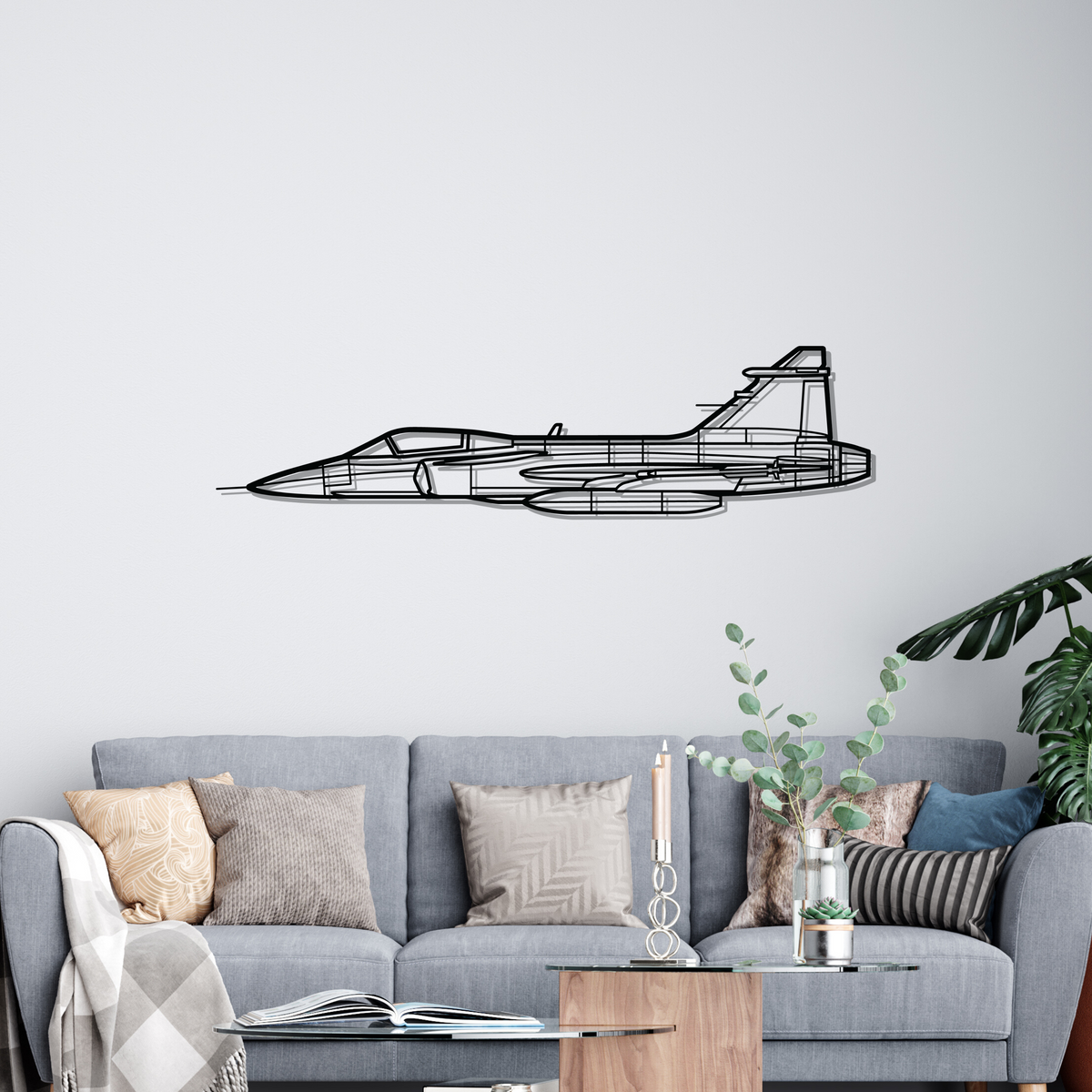 JAS 39 Gripern Silhouette Metal Wall Art