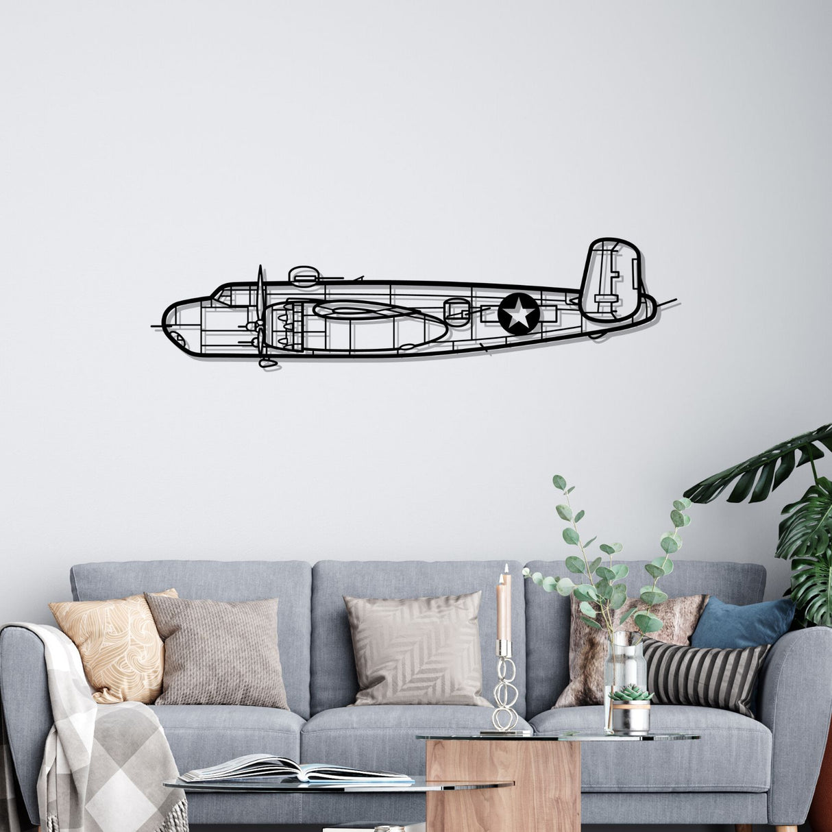 B-25H Silhouette Metal Wall Art