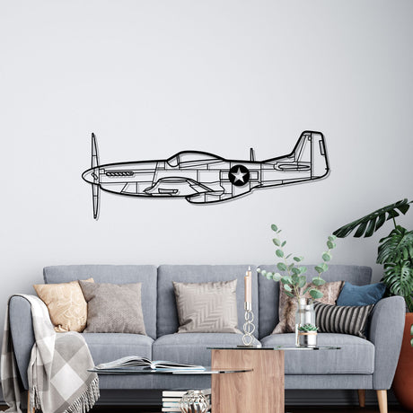 P-51 Mustang Silhouette Metal Wall Art