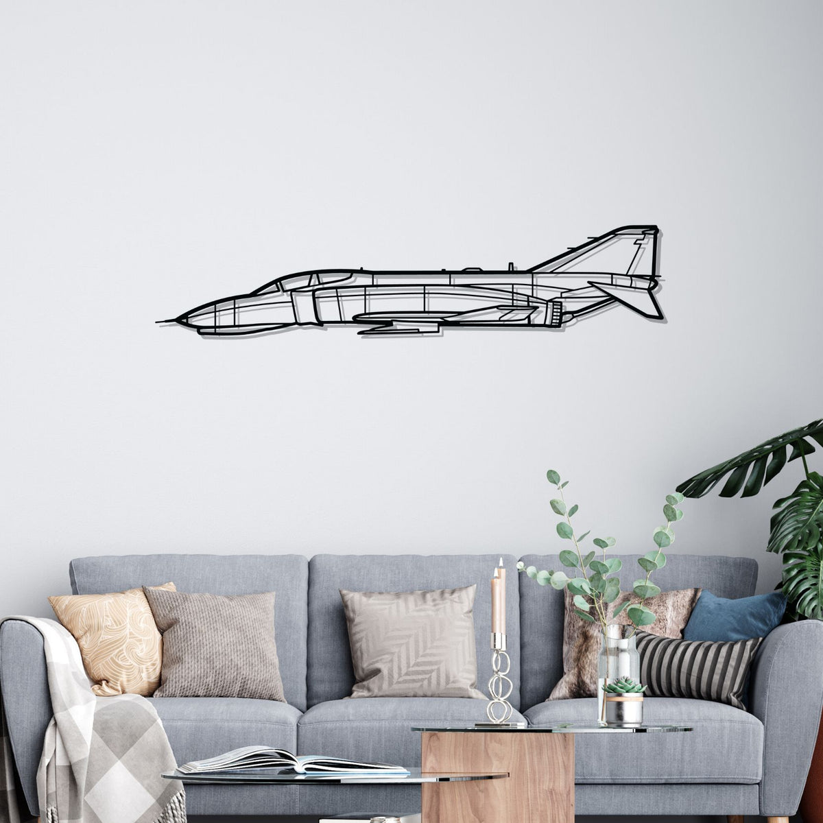 F-4 Phantom Silhouette Metal Wall Art