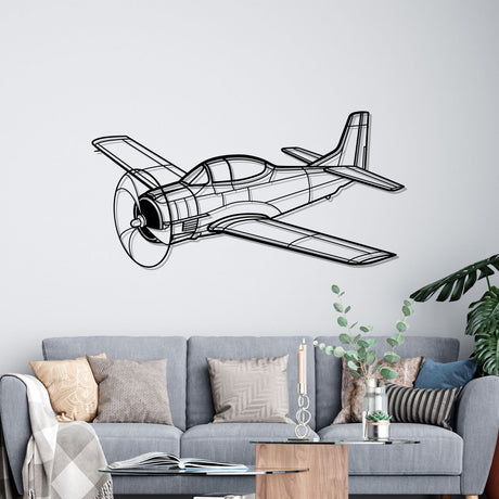 T-28 Trojan Angle Silhouette Metal Wall Art