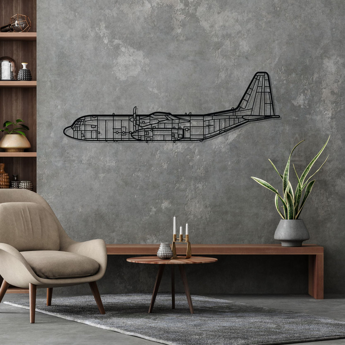 C-130 Silhouette Metal Wall Art
