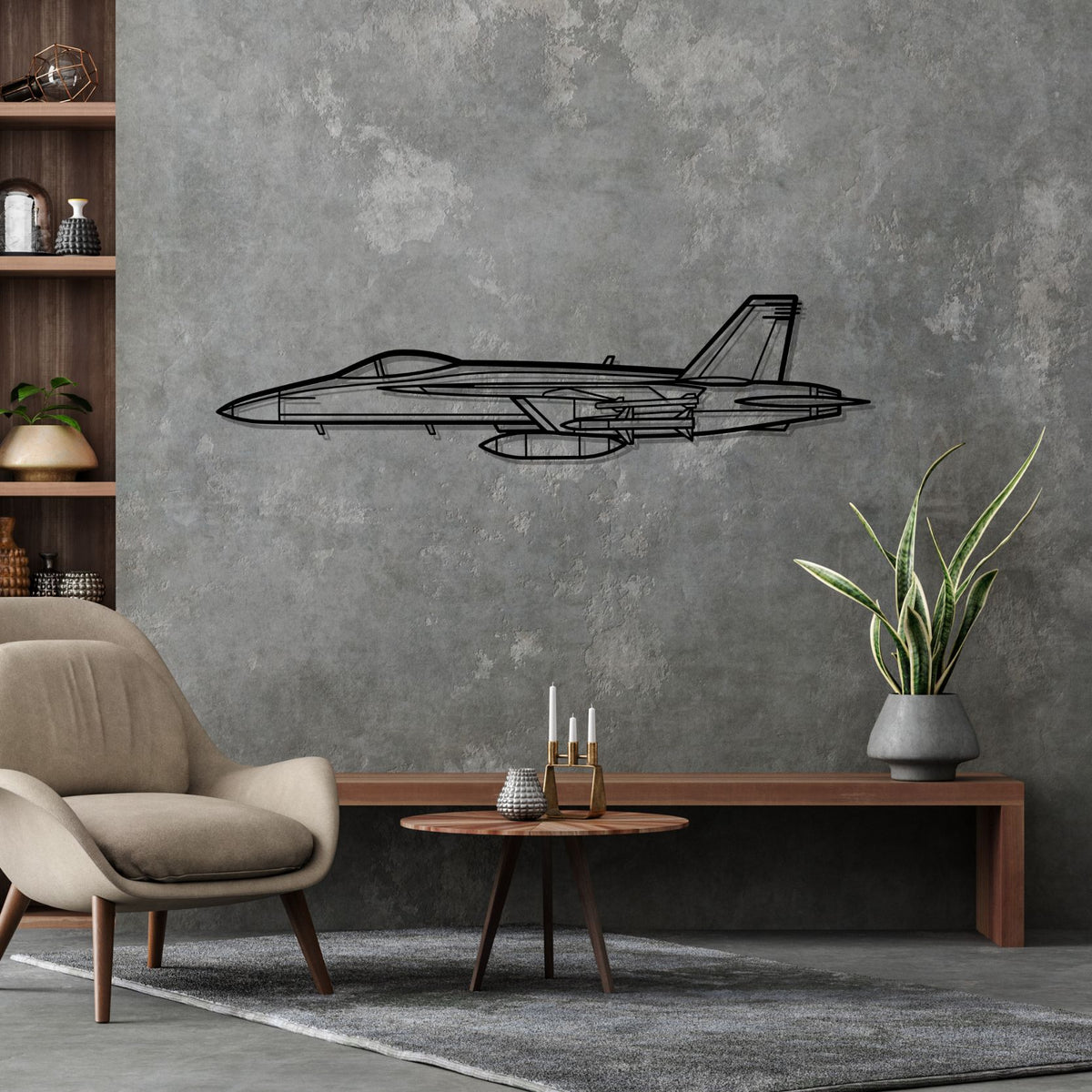 F-18 Hornet Silhouette Metal Wall Art