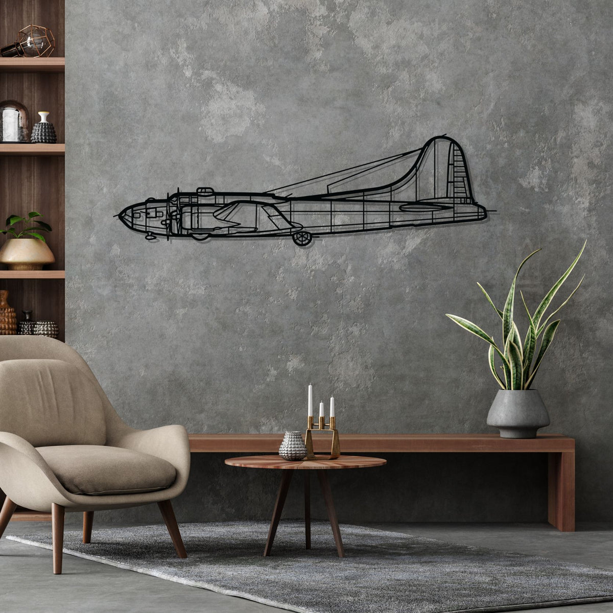 B-17 Silhouette Metal Wall Art
