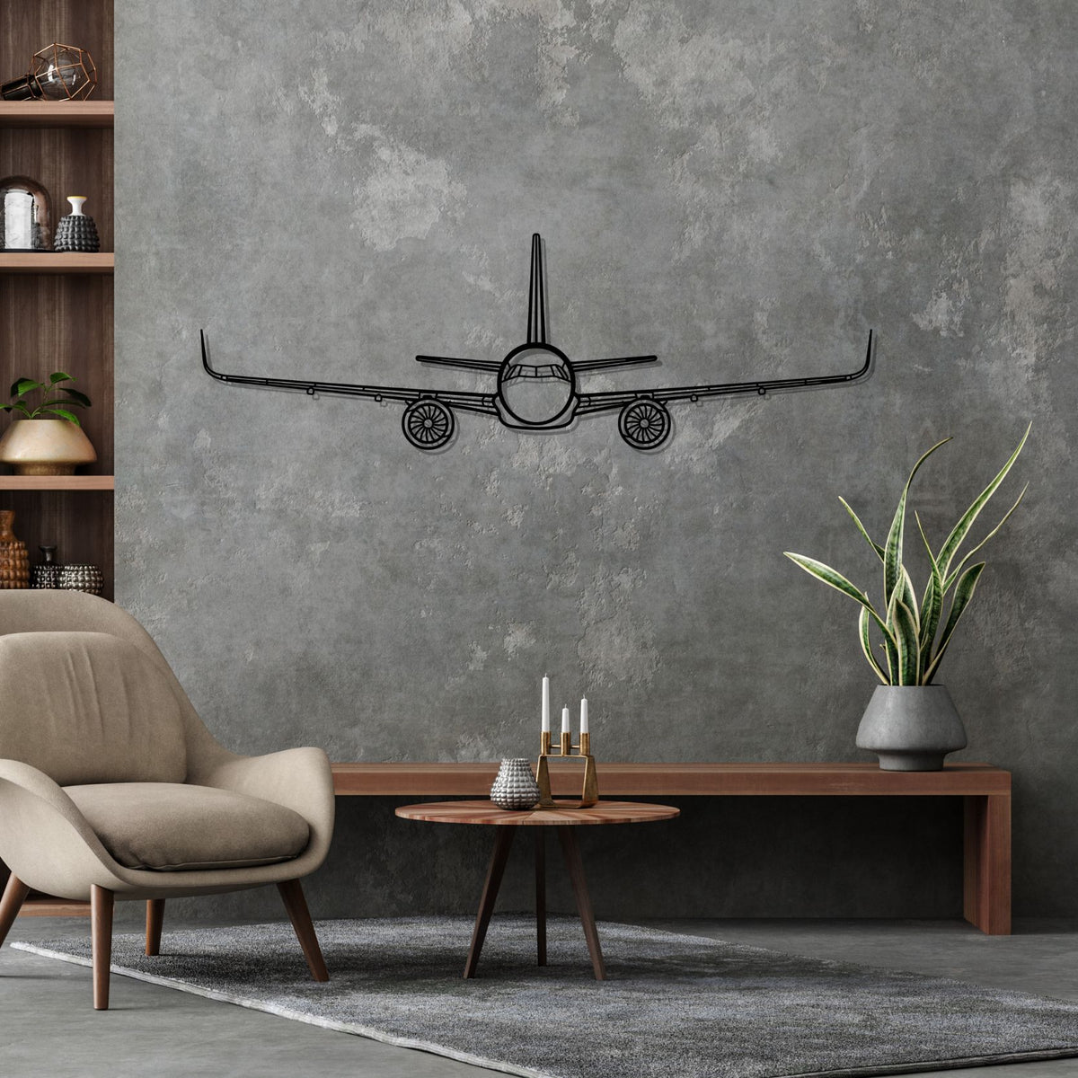 A321 Silhouette Metal Wall Art