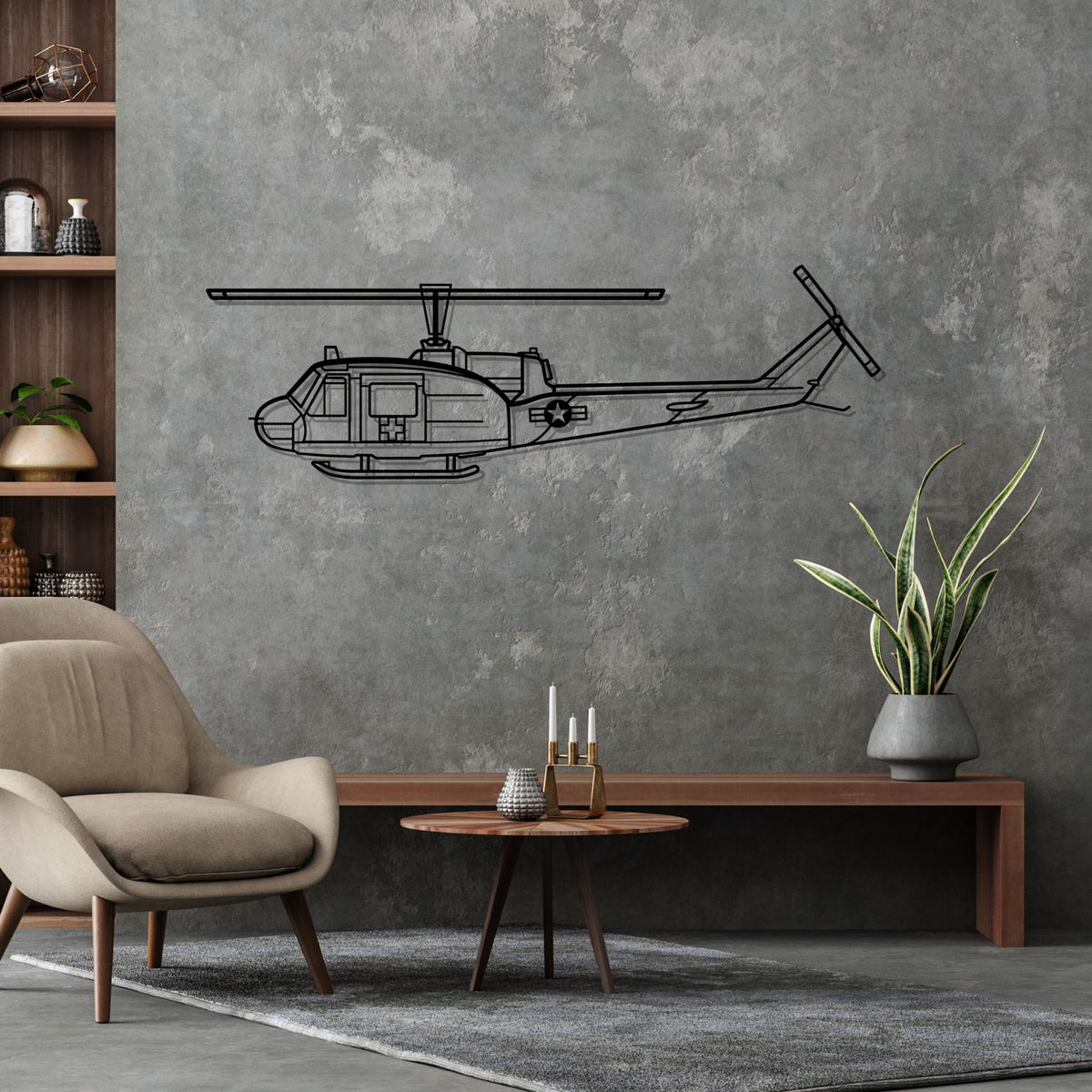 UH-1-Med Huey Silhouette Metal Wall Art