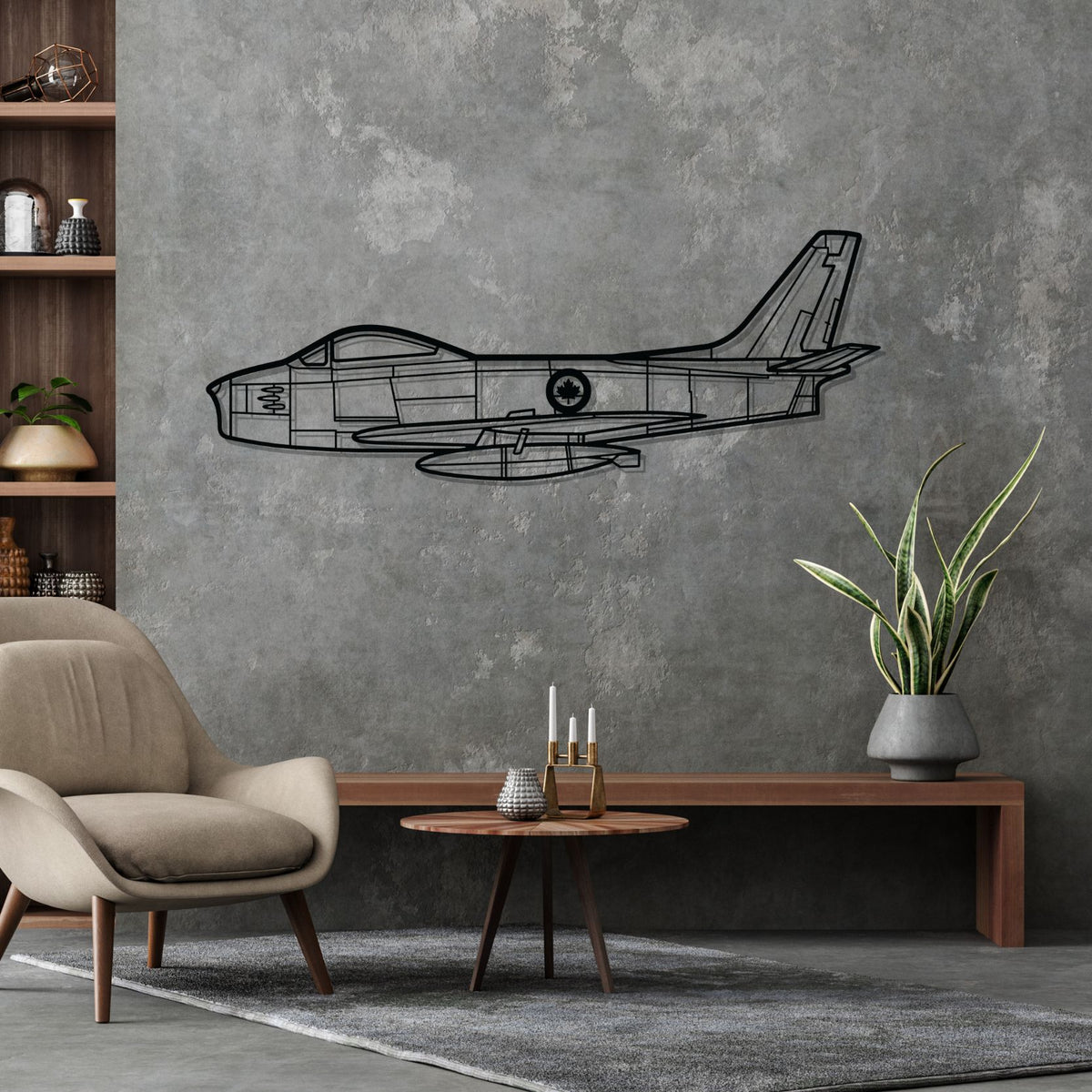 F86 Sabre Canada Silhouette Metal Wall Art