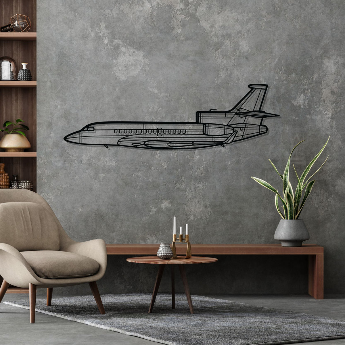 Falcon 7X Silhouette Metal Wall Art