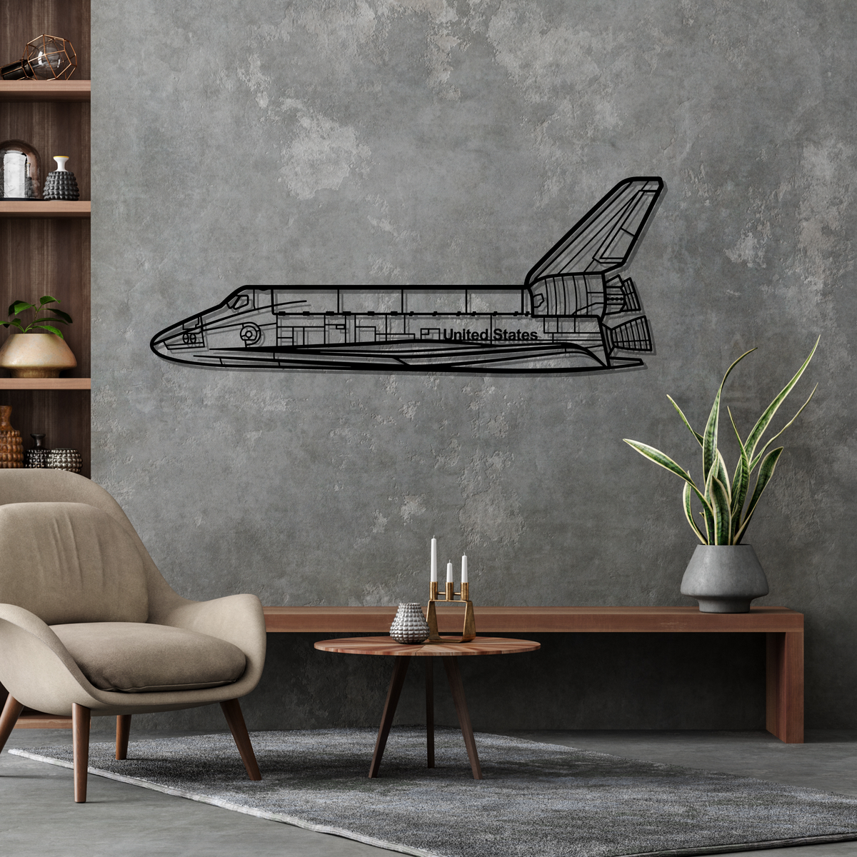 Space Shuttle Silhouette Metal Wall Art