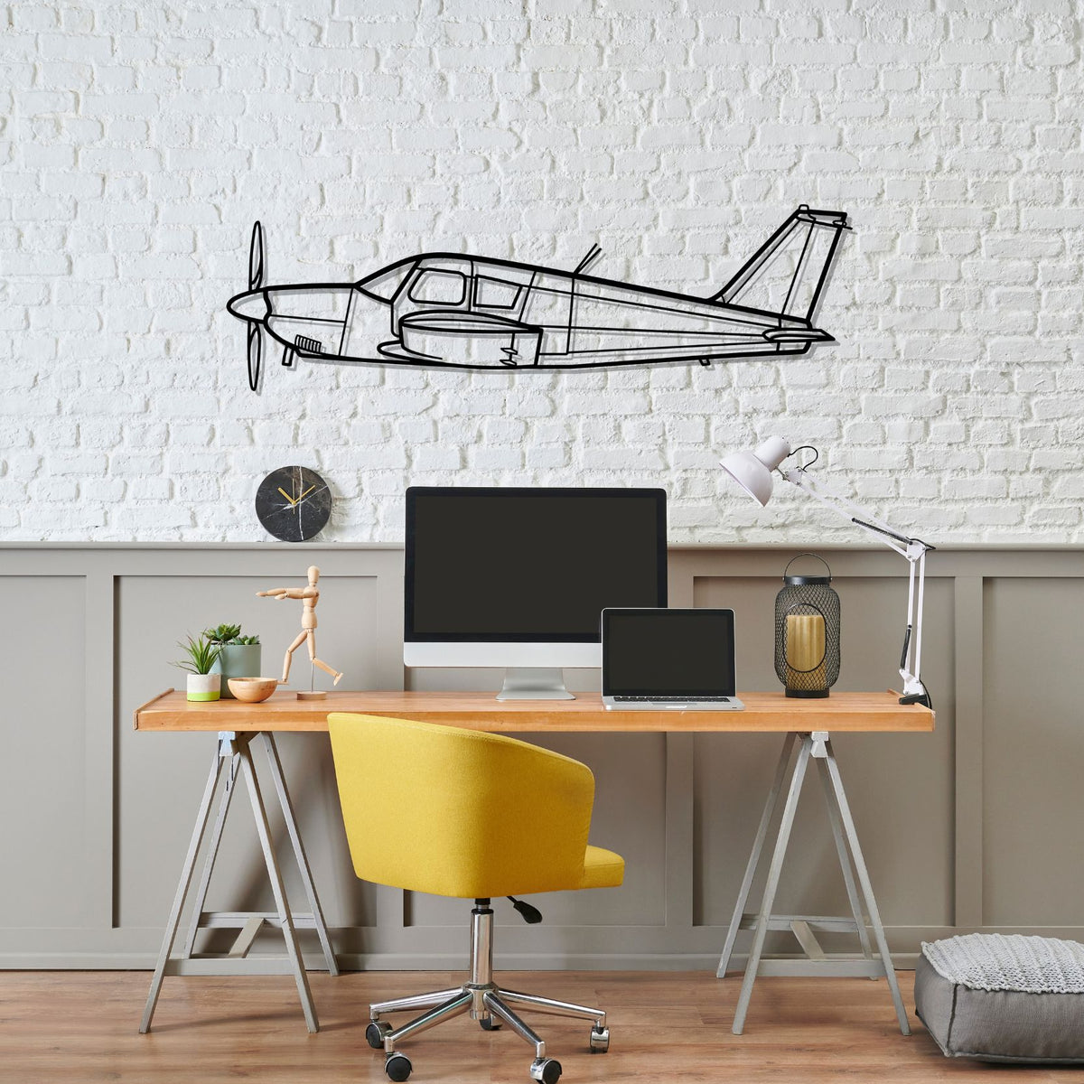PA-28 Cherokee Silhouette Metal Wall Art